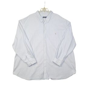 Polo Ralph Lauren Oxford Button Shirt Mens 5XB Blue White Striped Flesh Pony